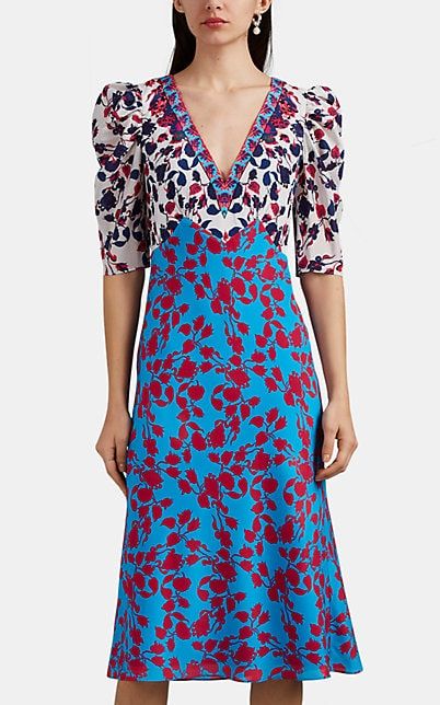 Colette Japonica-Print Silk Satin Midi-Dress
