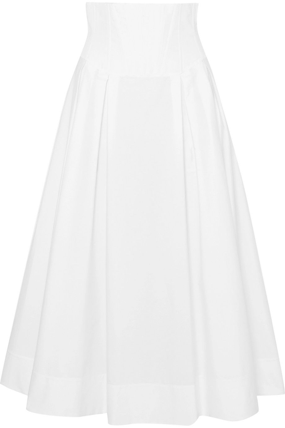 Corrales pleated cotton-poplin midi skirt