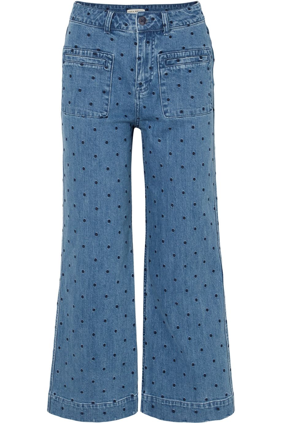 Niko embroidered polka-dot high-rise flared jeans
