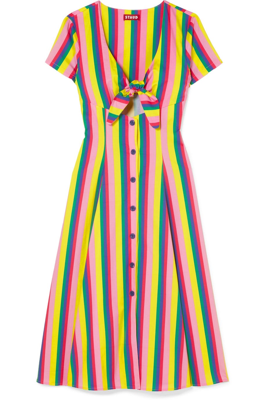 Alice tie-front striped stretch-cotton poplin dress