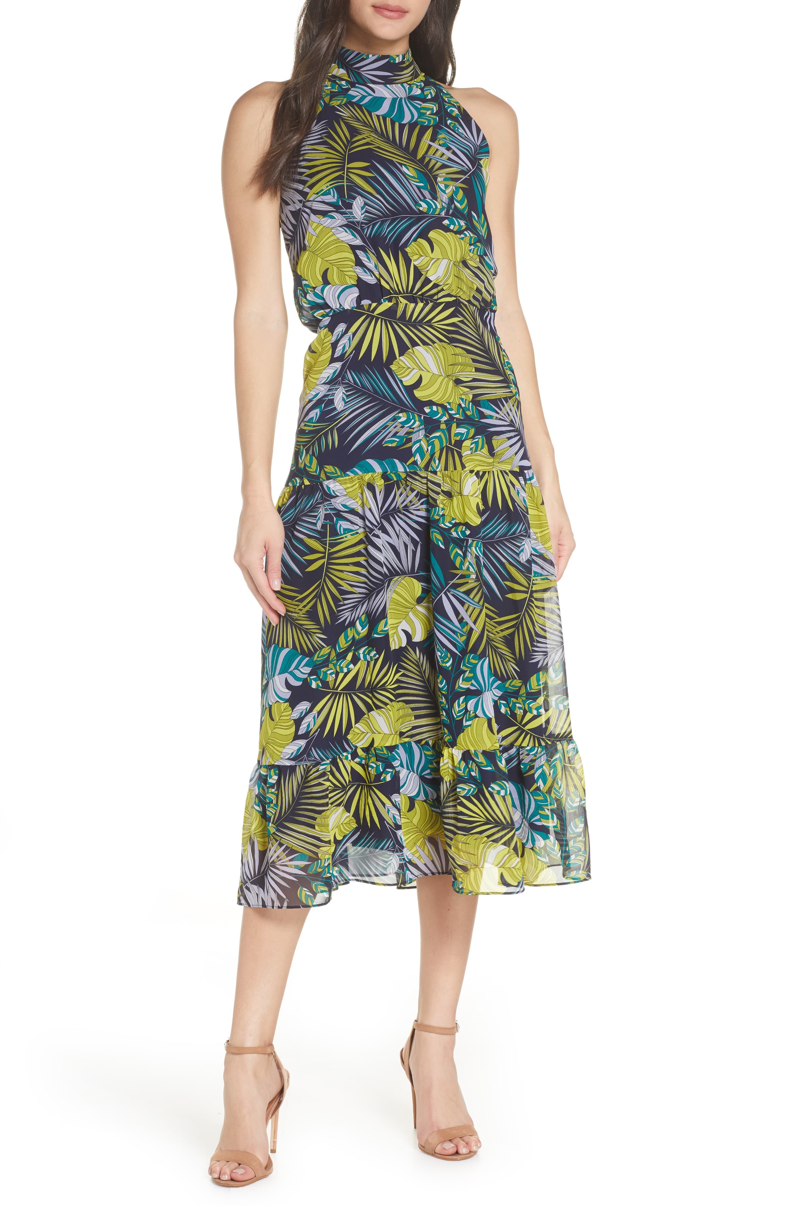 Tropics Chiffon Midi Dress