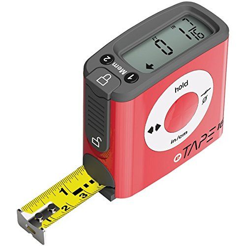 eTape Digital Tape Measure, 16 Feet, Red