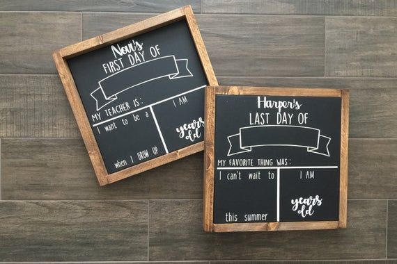 Back to School Photo Prop Board Double Sided 12 x 12 Reversible Wood Framed Chalkboard First and Last Day of School Reusable Chalkboard Sign
