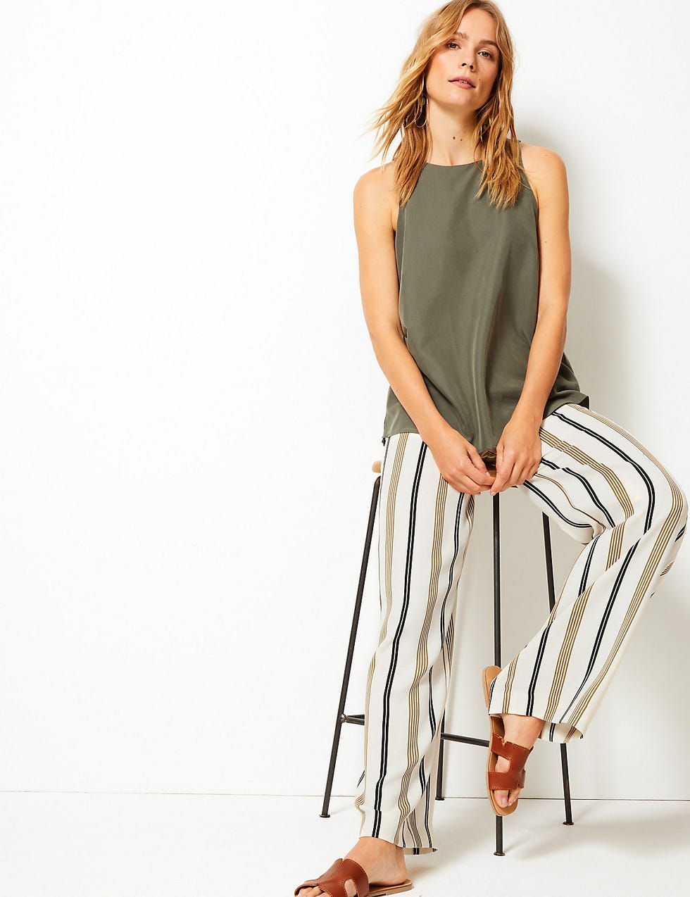Striped Wide Leg Trousers