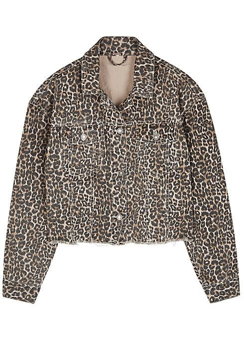 Leopard Printed Denim Jacket