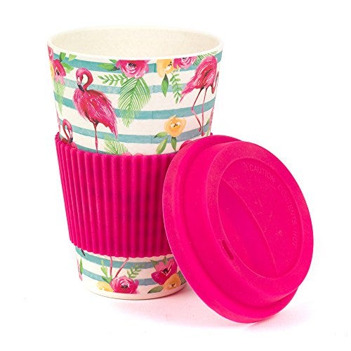 Bamboo Flamingo Reusable Coffee Cup Travel Mug (as seen on Love Island 2019)
