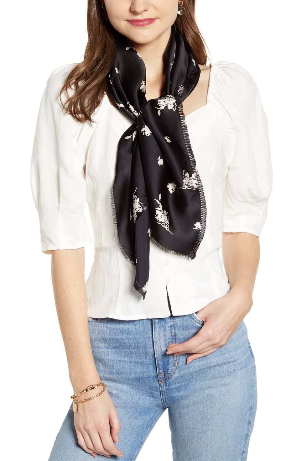 Floral Print Square Scarf