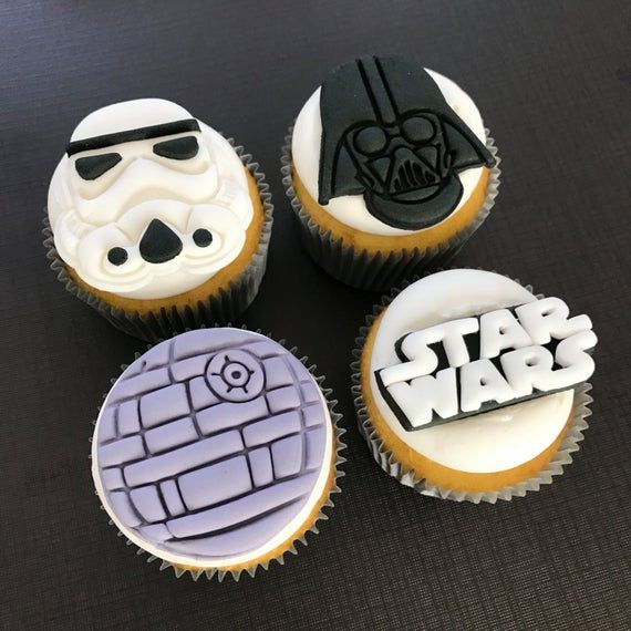 Star Wars Cup Cake Desert Cup Toppers X 12 Double Side 