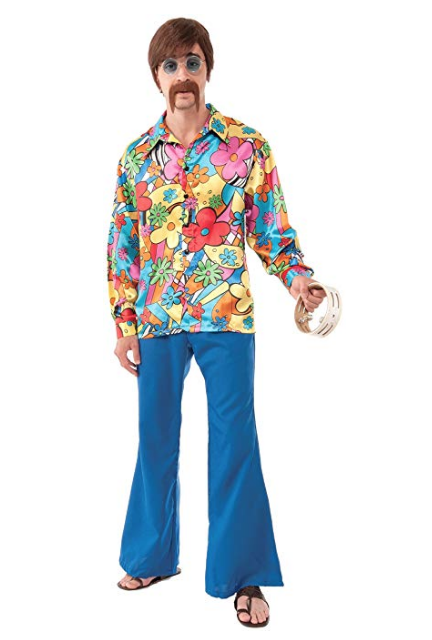 Para Hombre Adulto Hippy Hippy Fancy Dress Costume Outfit 60s 70s ...