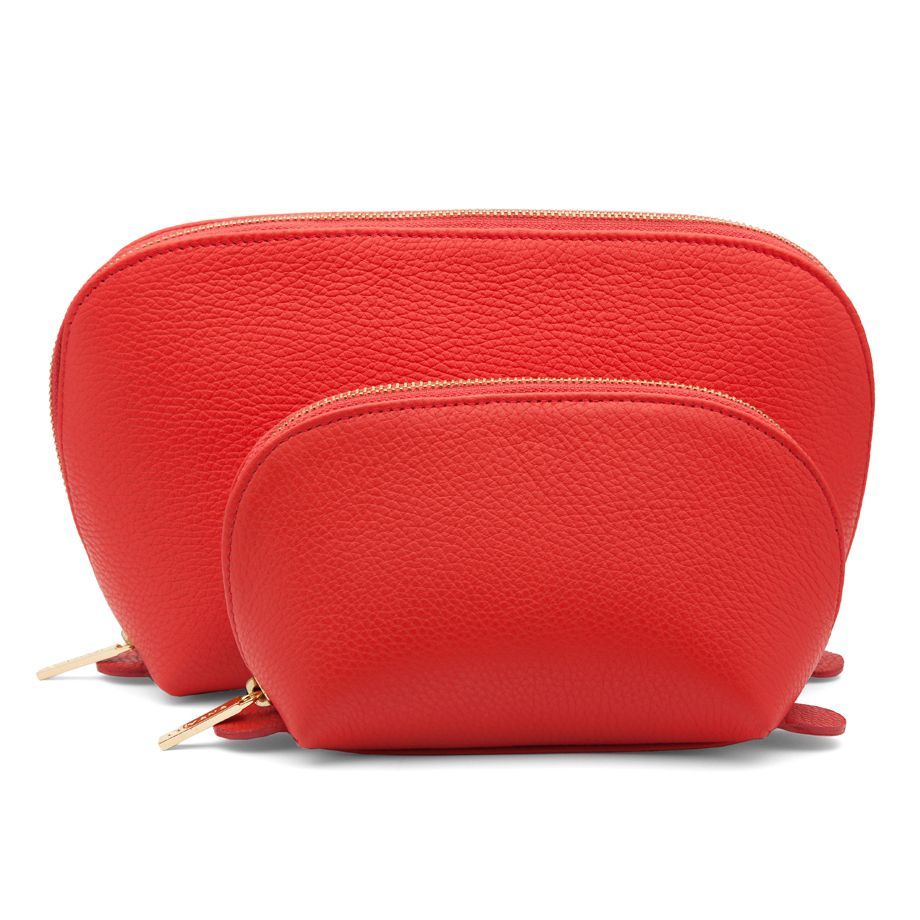 Leather Travel Case Set in Red