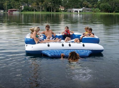 Amazon Is Selling An 8 Person Mega Float That Comes Equipped With A Sound System So You Can Keep The Party Going