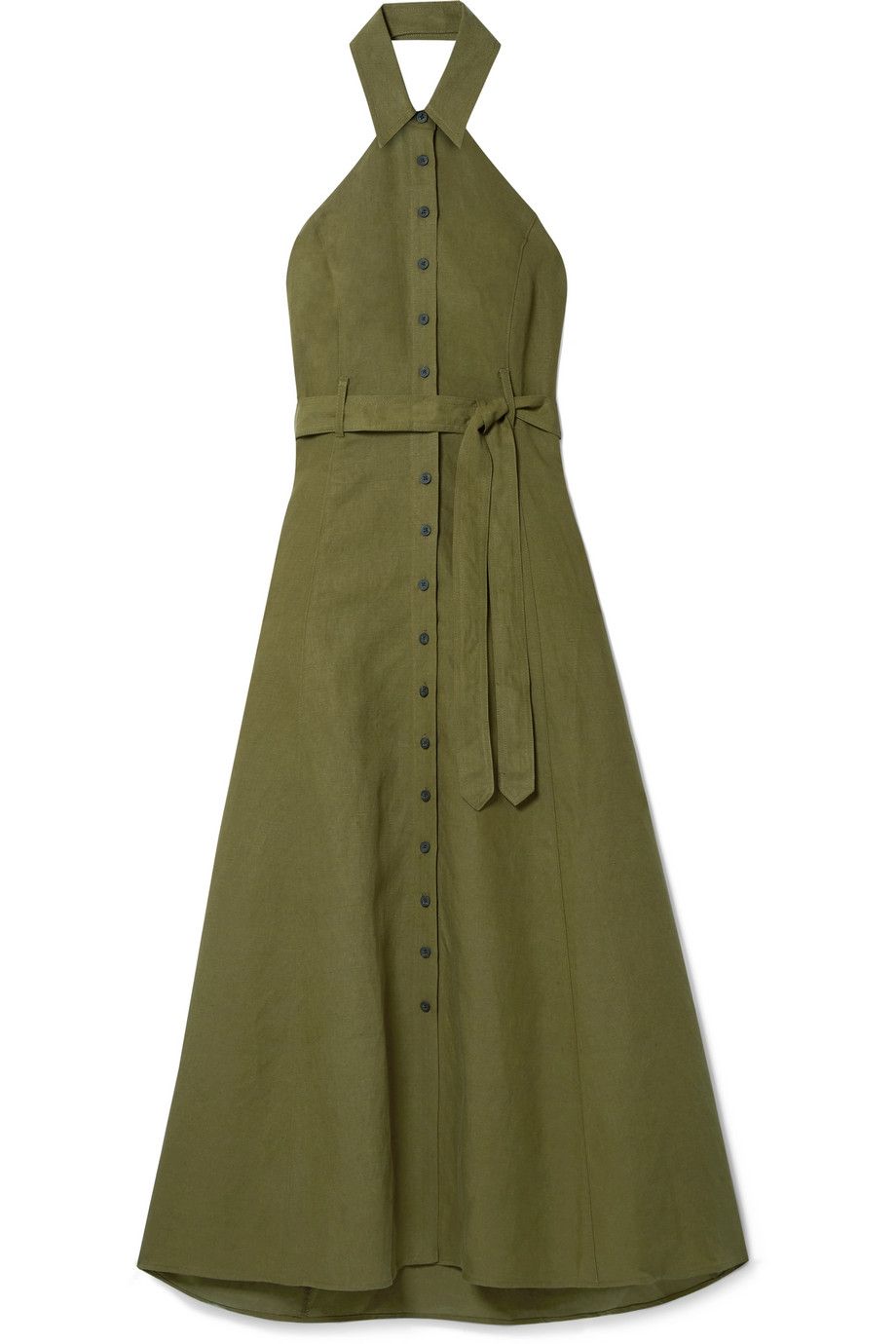 Rosemary Tencel and Linen-Blend Halterneck Maxi Dress