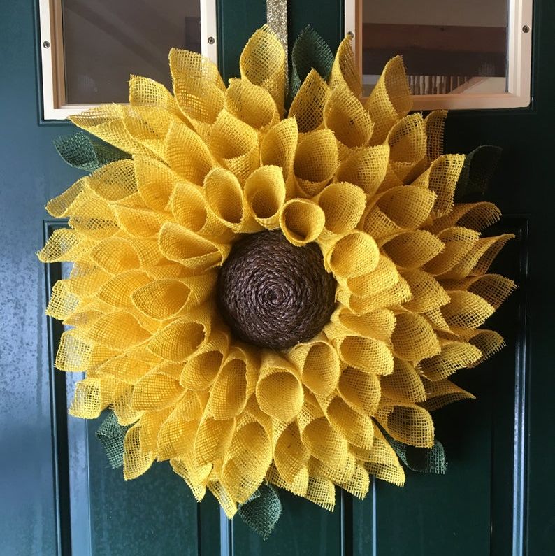 Yellow Burlap Sunflower Wreath