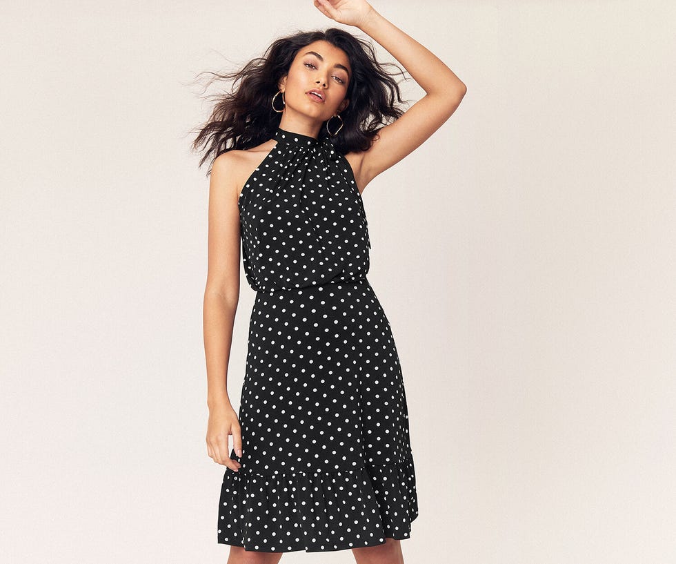 SPOT HALTER MIDI DRESS