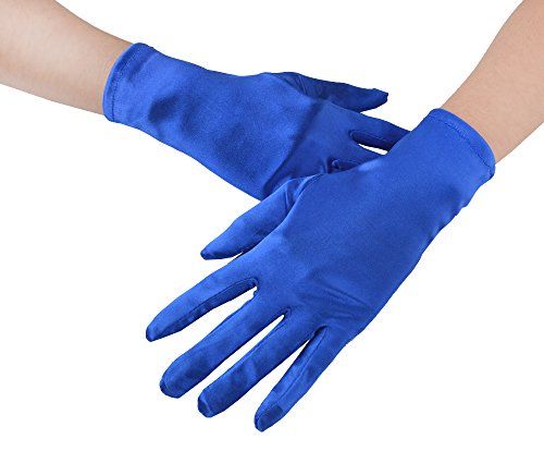 9-Inch Blue Satin Gloves
