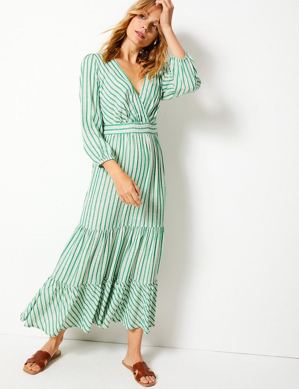 Striped Waisted Maxi Dress 