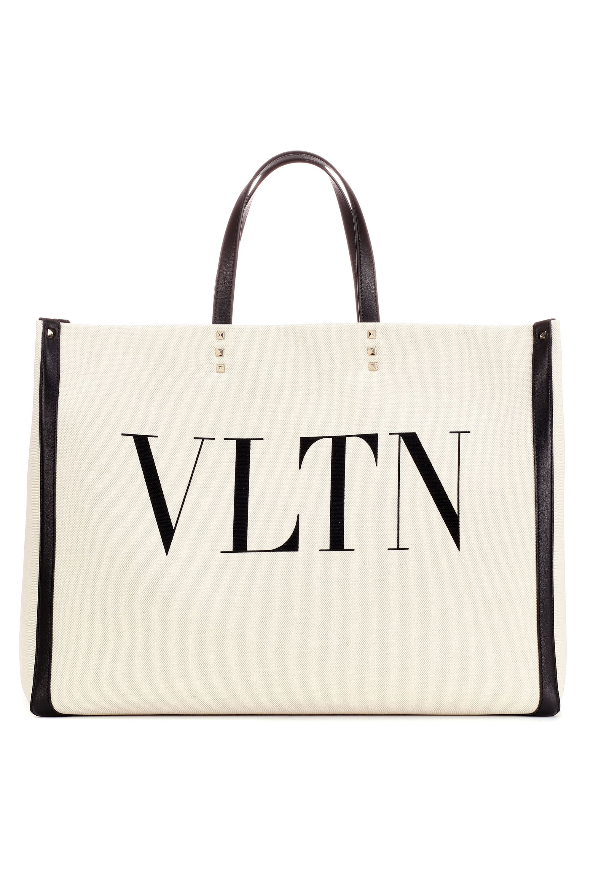 Vltn Leather Trimmed Tote