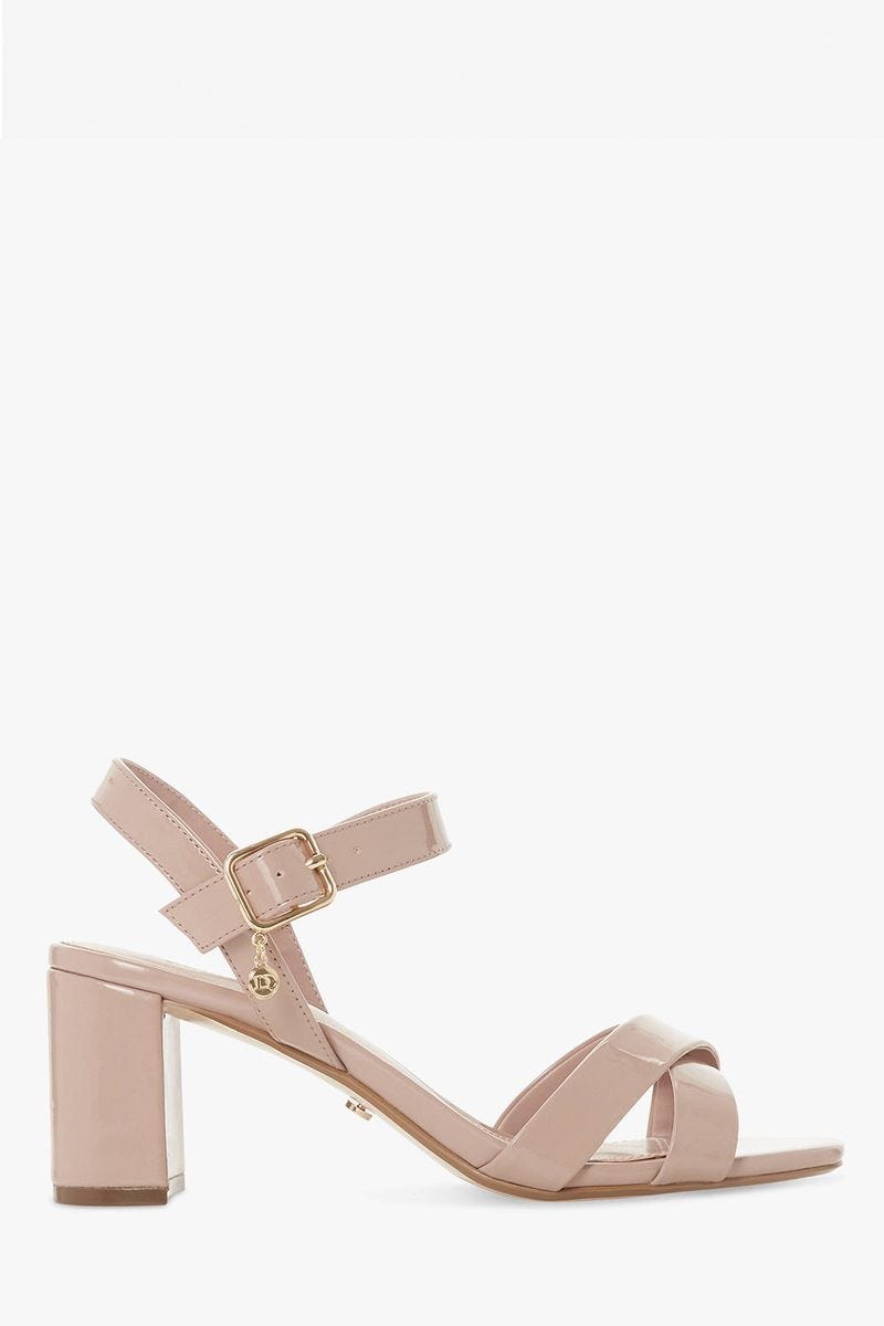 Dune Megz Cross Strap Block Heel Sandals, Red Suede