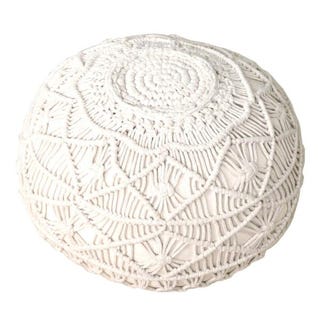 Macrame Natural Round Indoor Pouf