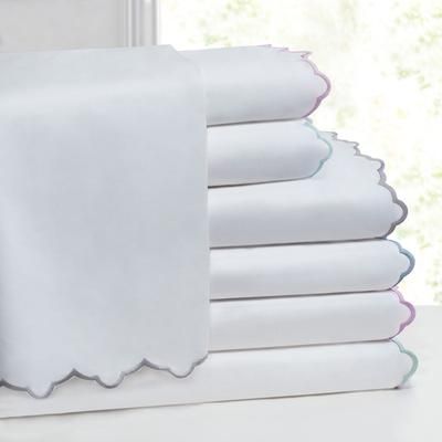 The Porcelain Green Scalloped Embroidered Sheet Set