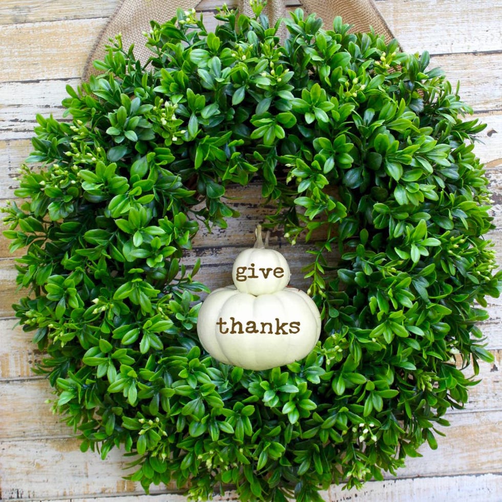 "Give Thanks" Boxwood Wreath