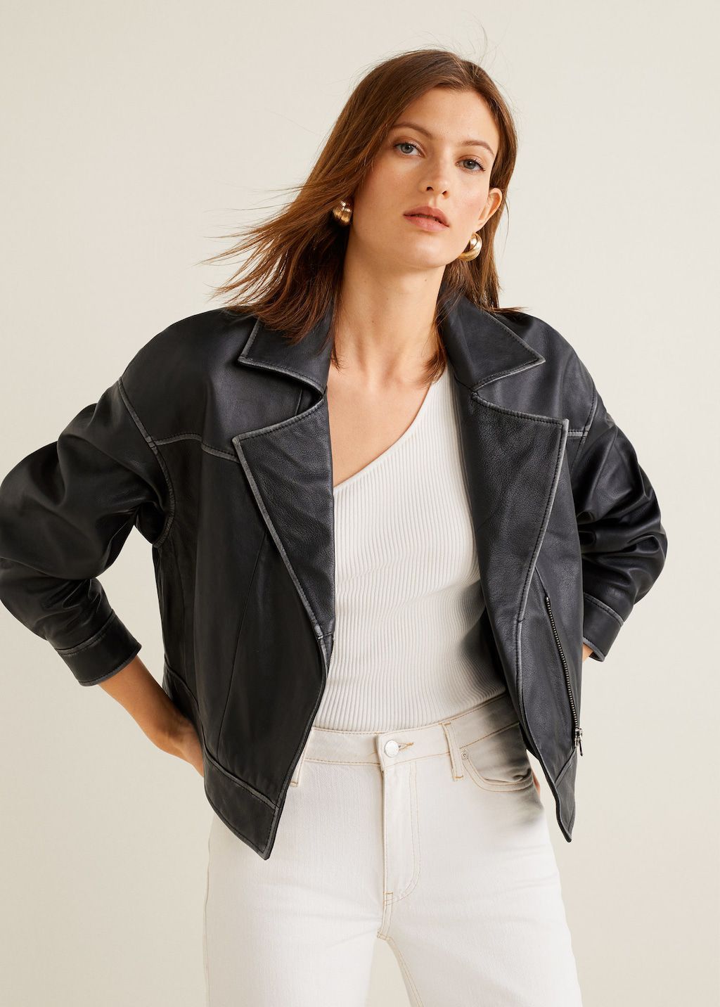 Size 10 12 14 16 NEW Womens BIKER JACKET FAUX LEATHER Ladies ZIP Coat Black LthJ