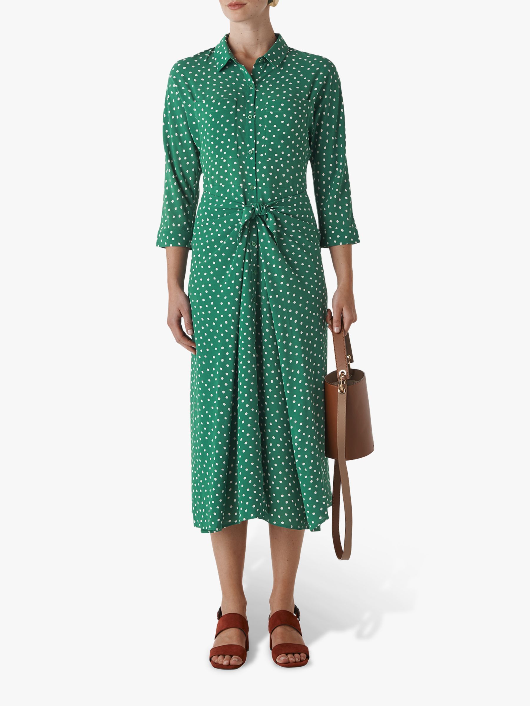 whistles green ditsy dress