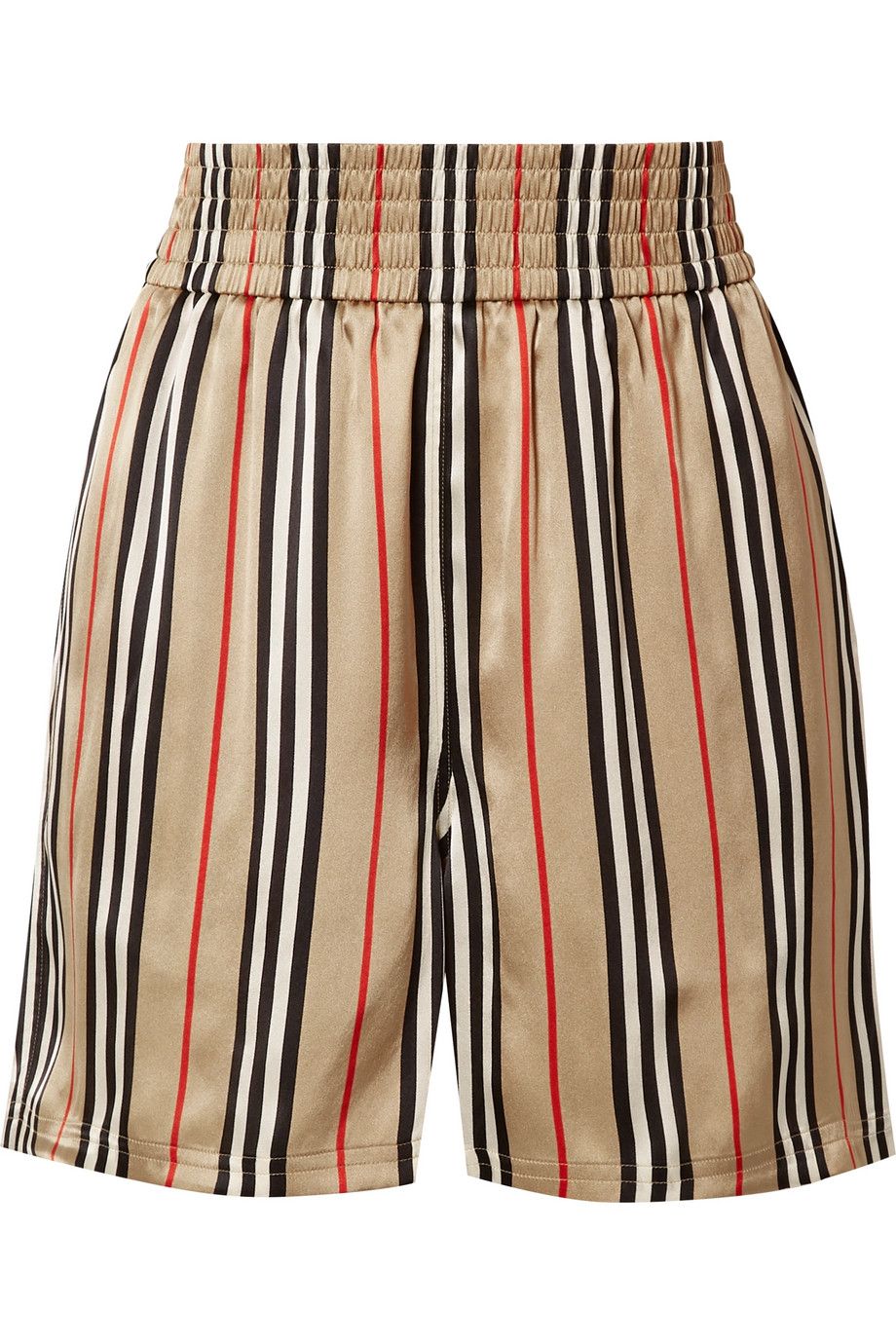 Striped silk-satin shorts