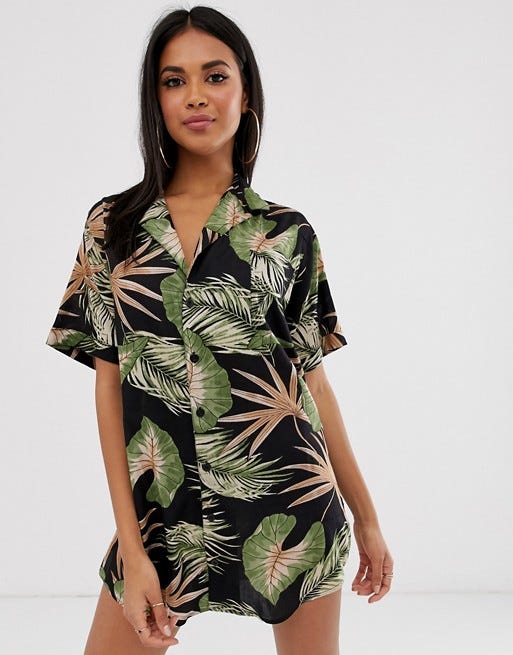 ASOS DESIGN vintage Hawaiian print oversized beach shirt