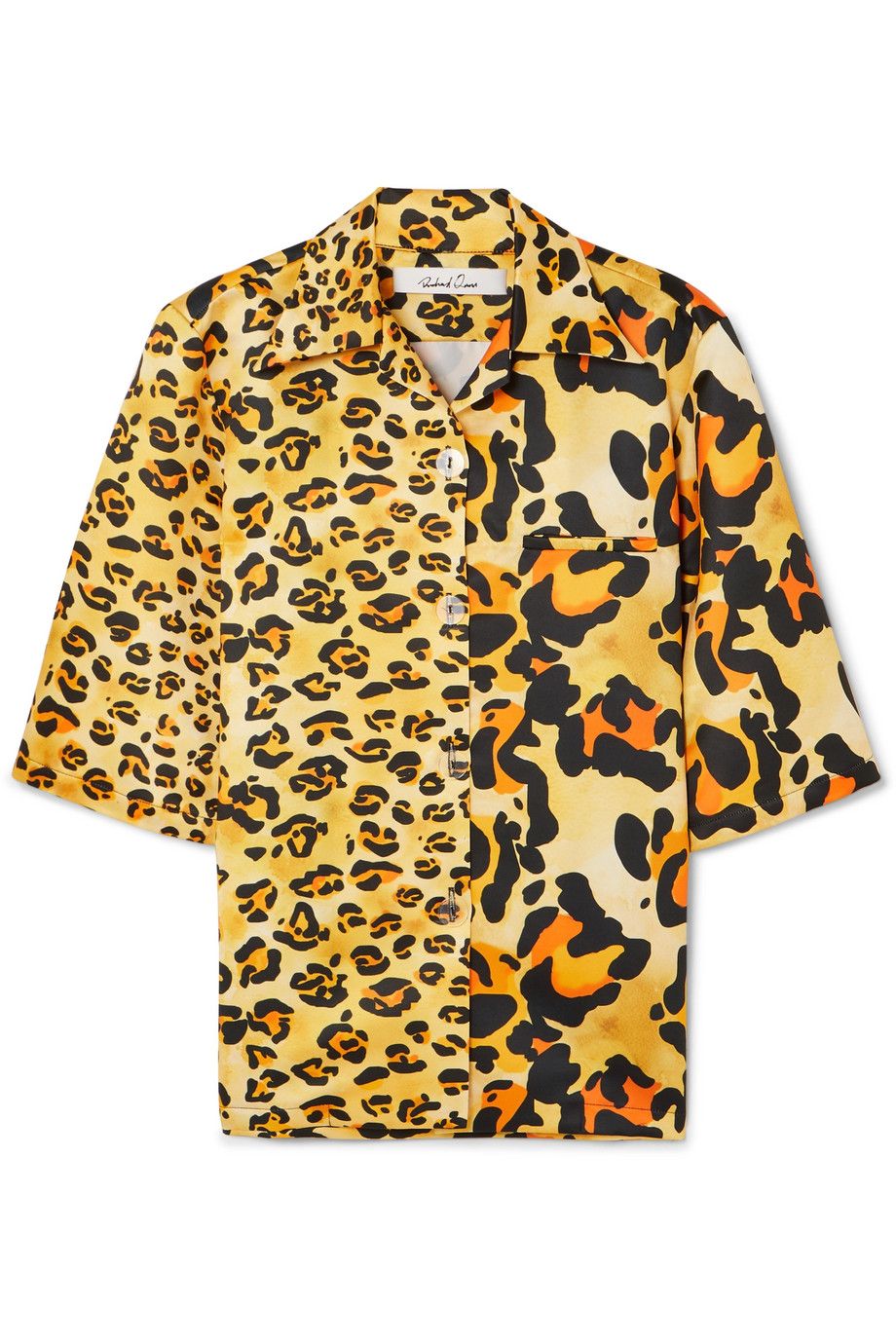 Leopard-print duchesse-satin shirt