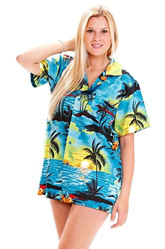 Funky Hawaiian Shirt For Women, Surf, turquoise, XS