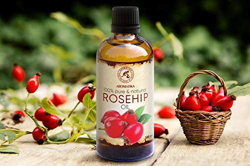 Olio di Rosa Canina 100ml - Naturale e Puro al 100% - Ricco di Retinolo - Cura Intensiva per Viso - Corpo - Capelli - Pelle - Ottimo con Olio Essenziale - per Bellezza - Massaggi