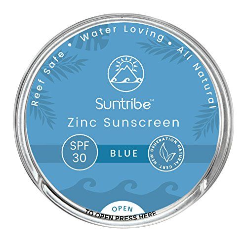 Suntribe Mineral Sports & Face Sunscreen - SPF 30 - All Natural - 100% Zinc - Reef Safe - 4 Ingredients - Water resistant (45 g) (Blue)