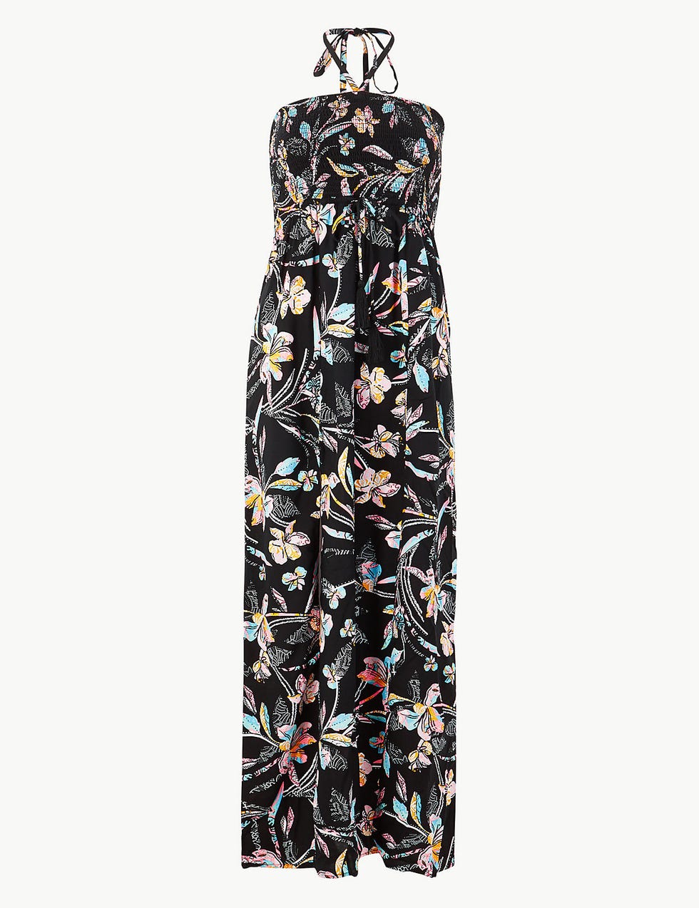 Floral Halter Neck Swing Dress