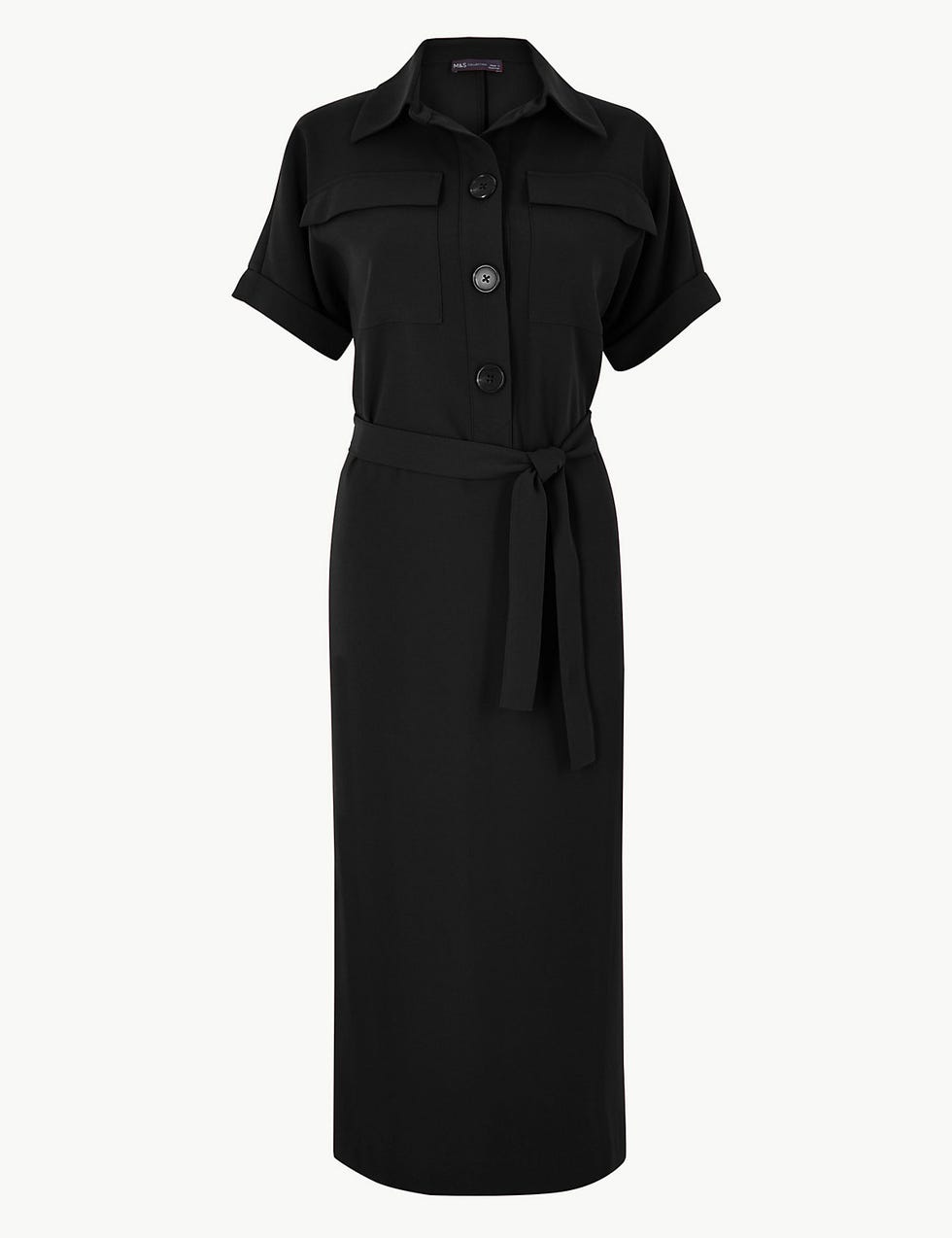 Crepe Tie Front Maxi Shirt Dress