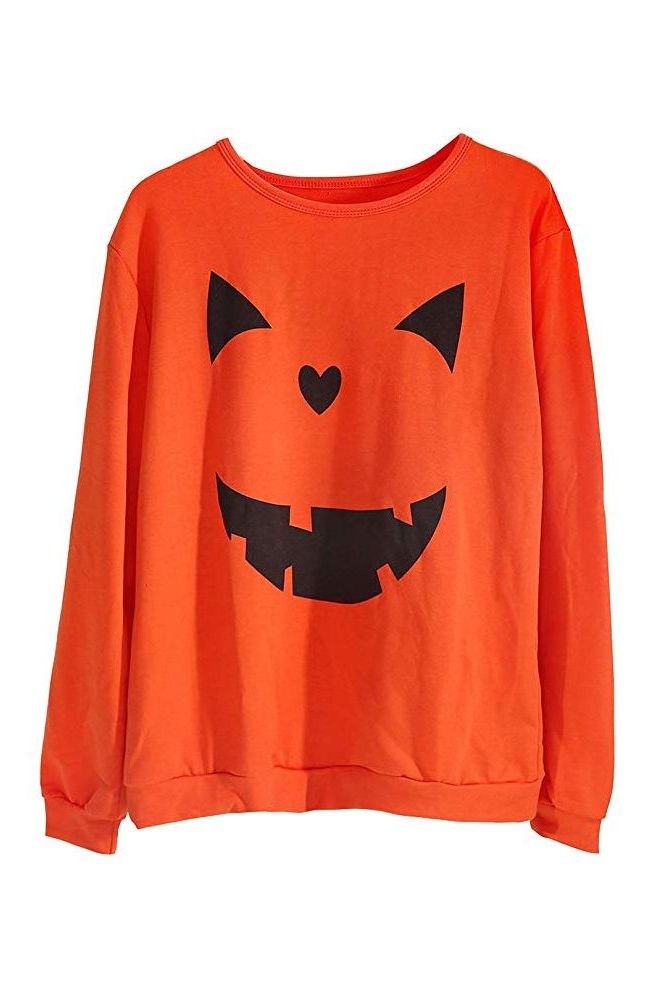 Halloween Pumpkin Face Long Sleeve Sweatshirt