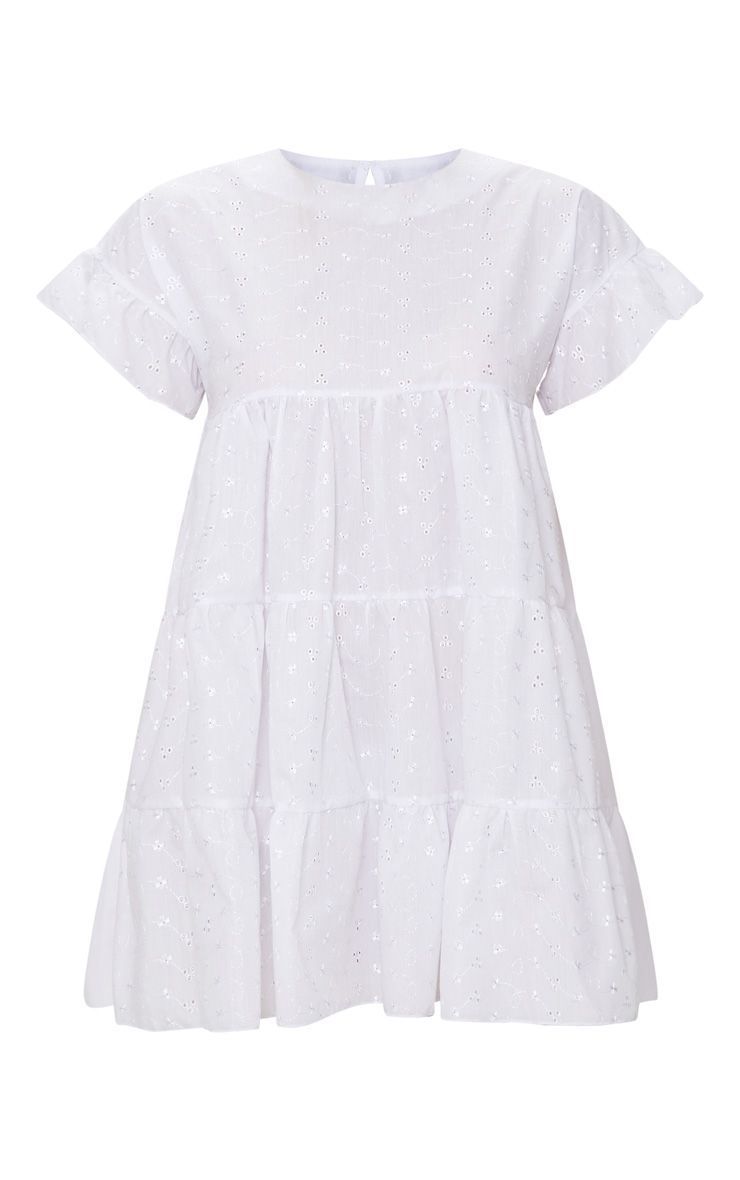 White Broderie Anglaise Smock Dress
