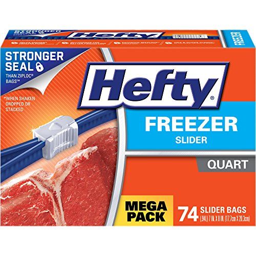 Hefty Slider Freezer Bags, Quart, 74 Count
