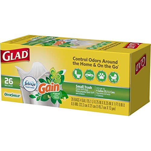 Glad Trash Bags with Febreze - 26 Count, Pack of 6