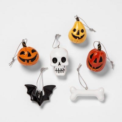 6pc Halloween Resin Ornament Set