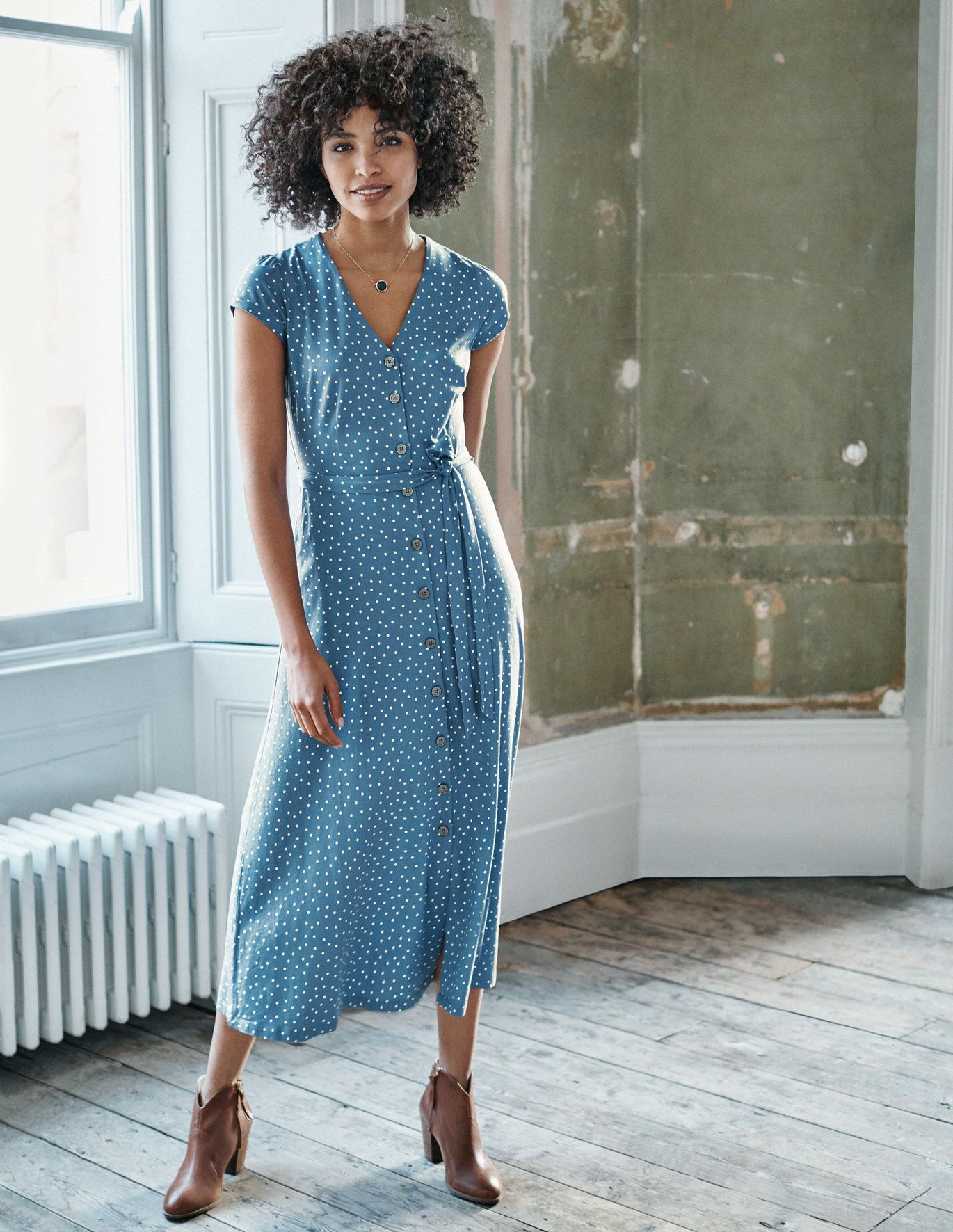 Boden blue shop polka dot dress