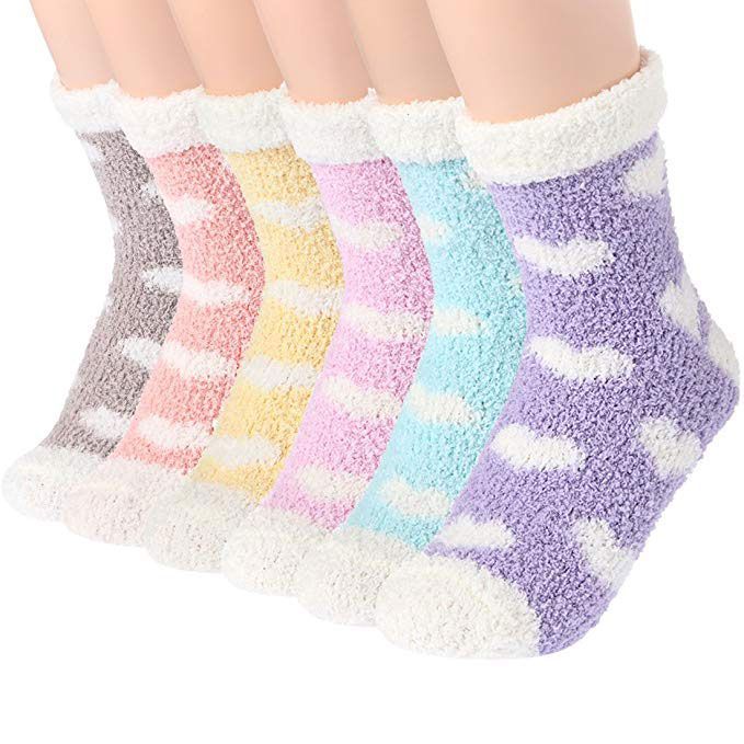 happyhouse009 Winter Men Cosy Floor walking socks Warm bed socks Solid Color Warm Thicken Coral Fleece Crew Socks Fluffy Sleep Bed Socks White