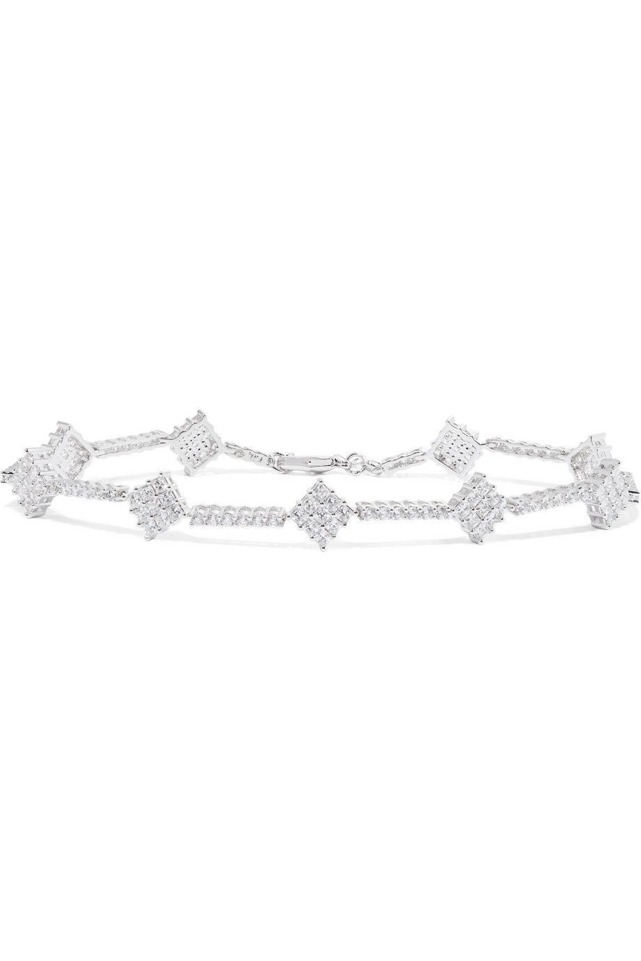 Silver-tone cubic zirconia anklet