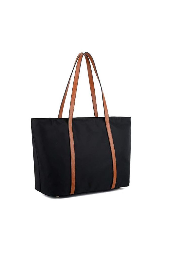 YALUXE Real Leather Shoulder Bag Medium Size Handbag Purse Multi Zip  Pockets Crossbody Bags for Women Black