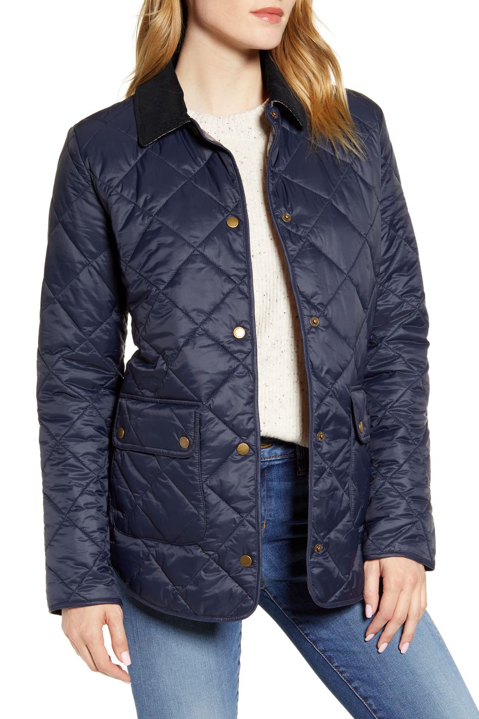 Oakland Diamond Quilted Jacket in Navy