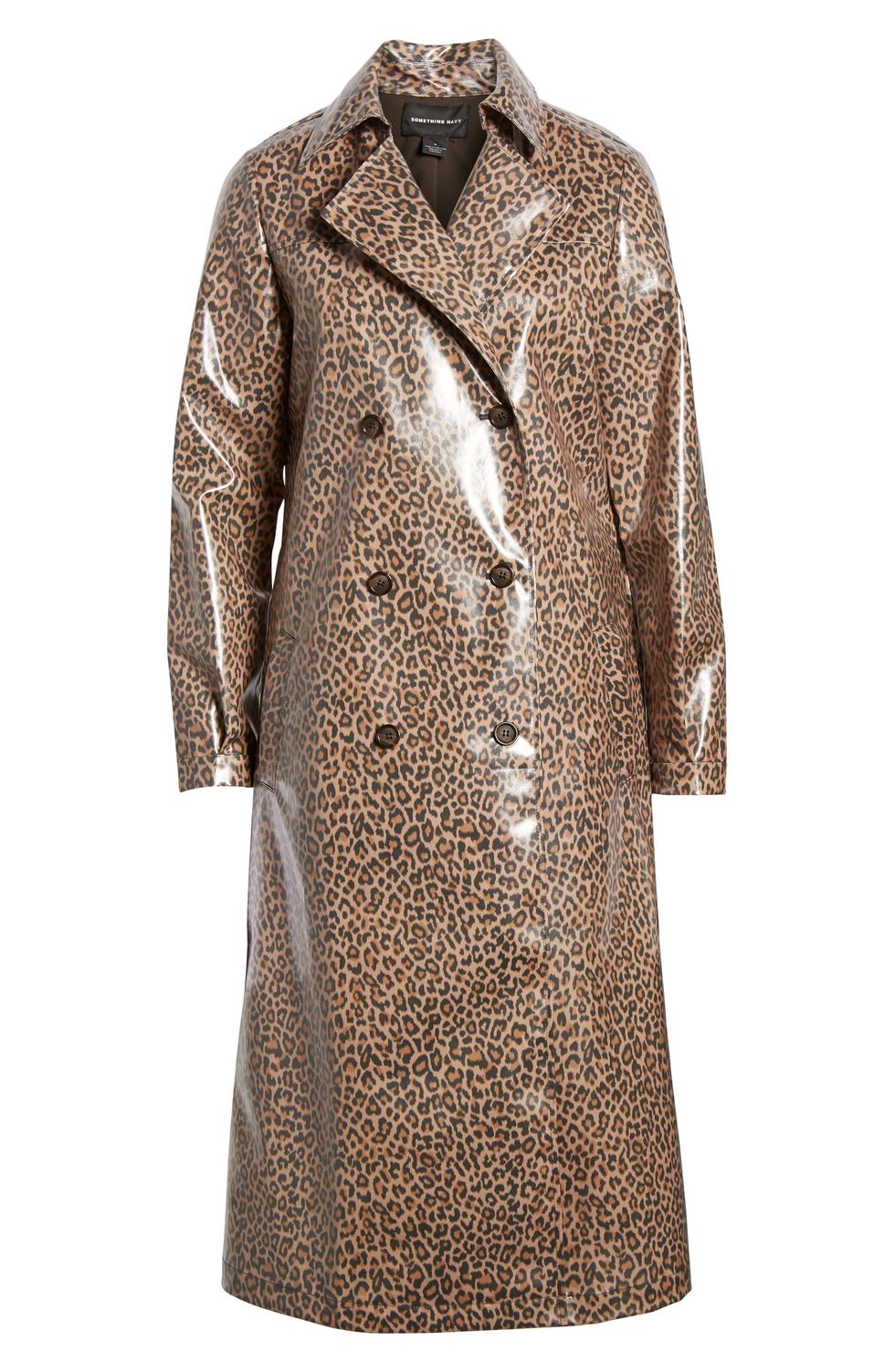 Leopard Print Water Resistant Coated Trench Coat