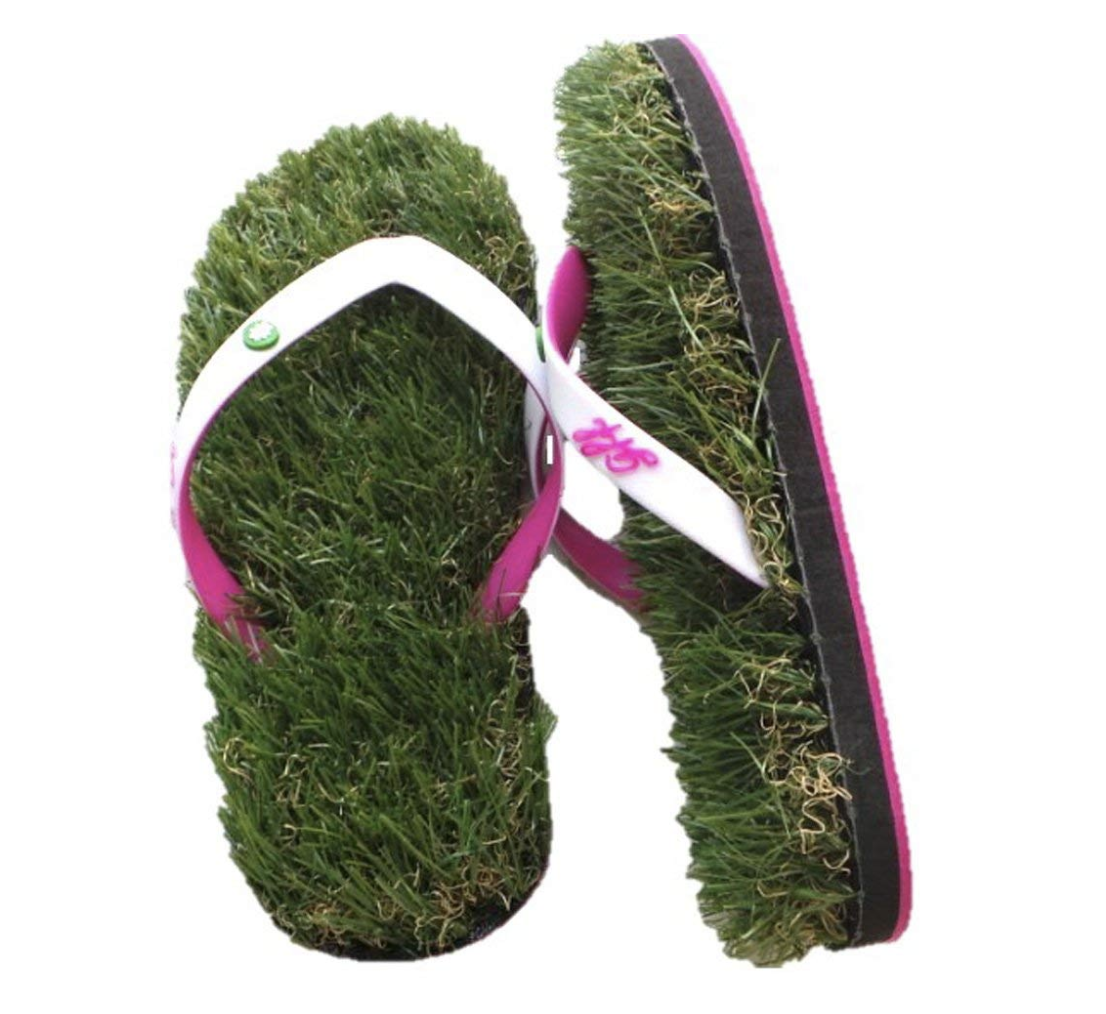 White/Pink Grass Flip Flops