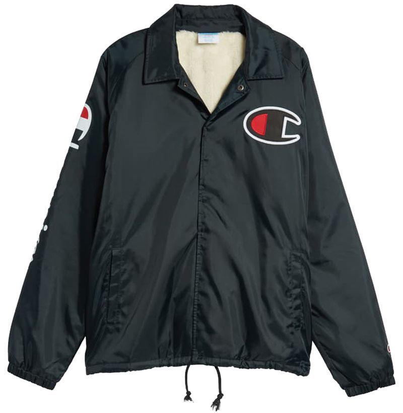 champion faux shearling lined coach's jacket