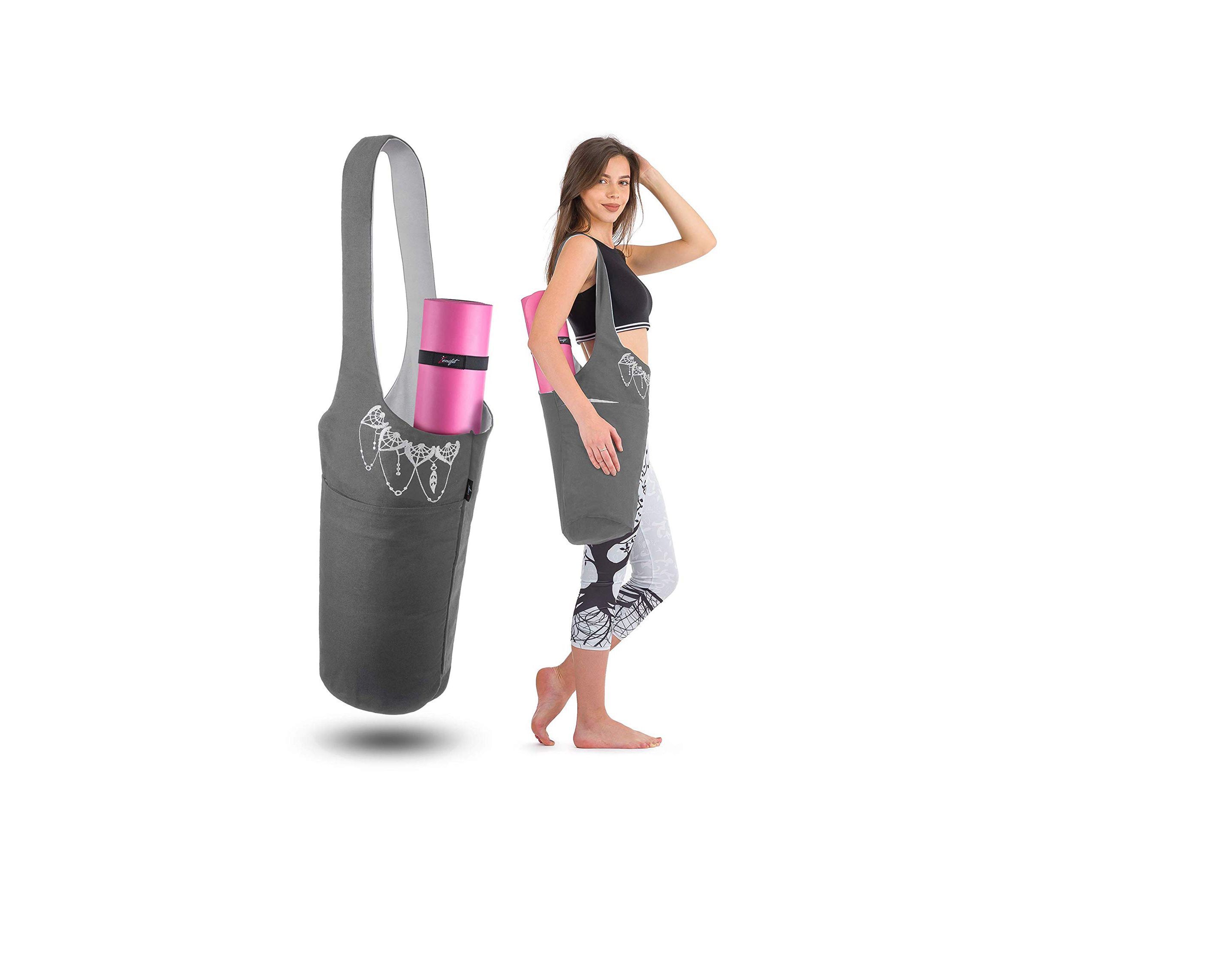 Firiseroh I Love Ballet Yoga Mat Bag for Women Carrier Large with Water Bottle Holder Pockets 