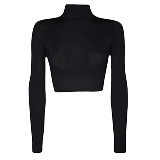 Black Turtleneck Crop Top